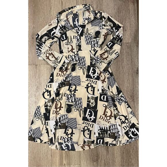 Unbranded Cream Newspaper Style A Line Marilyn Monroe Dress Small - Picture 1 of 7